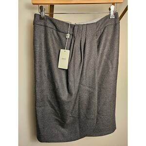 NWT Virgin Wool Armani Collezioni Women's Gray Pleated Wrap Skirt
